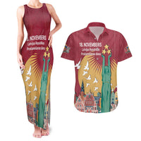 Latvia Independence Day Couples Matching Tank Maxi Dress and Hawaiian Shirt Latvija with Freedom Monument