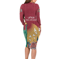 Latvia Independence Day Family Matching Long Sleeve Bodycon Dress and Hawaiian Shirt Latvija with Freedom Monument