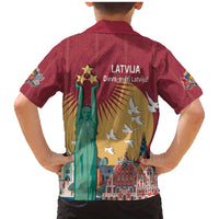 Latvia Independence Day Family Matching Mermaid Dress and Hawaiian Shirt Latvija with Freedom Monument