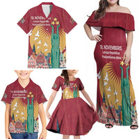 Latvia Independence Day Family Matching Off Shoulder Maxi Dress and Hawaiian Shirt Latvija with Freedom Monument