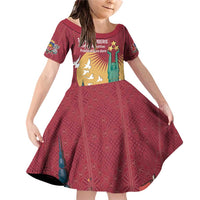 Latvia Independence Day Family Matching Off Shoulder Short Dress and Hawaiian Shirt Latvija with Freedom Monument