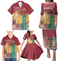 Latvia Independence Day Family Matching Puletasi and Hawaiian Shirt Latvija with Freedom Monument