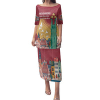 Latvia Independence Day Family Matching Puletasi and Hawaiian Shirt Latvija with Freedom Monument