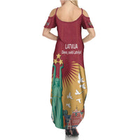 Latvia Independence Day Family Matching Summer Maxi Dress and Hawaiian Shirt Latvija with Freedom Monument