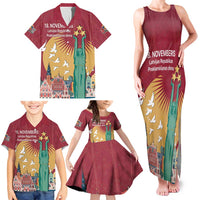 Latvia Independence Day Family Matching Tank Maxi Dress and Hawaiian Shirt Latvija with Freedom Monument