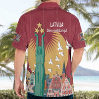 Latvia Independence Day Hawaiian Shirt Latvija with Freedom Monument