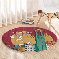 Latvia Independence Day Round Carpet Latvija with Freedom Monument