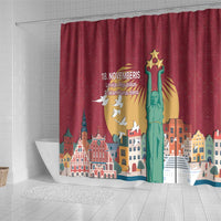Latvia Independence Day Shower Curtain Latvija with Freedom Monument