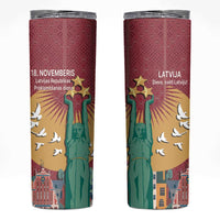 Latvia Independence Day Skinny Tumbler Latvija with Freedom Monument