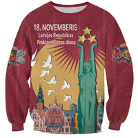 Latvia Independence Day Sweatshirt Latvija with Freedom Monument