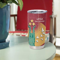 Latvia Independence Day Tumbler Cup Latvija with Freedom Monument