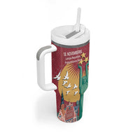 Latvia Independence Day Tumbler With Handle Latvija with Freedom Monument