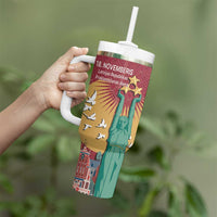 Latvia Independence Day Tumbler With Handle Latvija with Freedom Monument