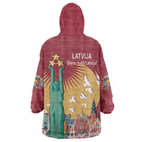 Latvia Independence Day Wearable Blanket Hoodie Latvija with Freedom Monument