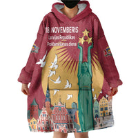 Latvia Independence Day Wearable Blanket Hoodie Latvija with Freedom Monument