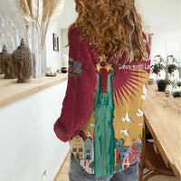 Latvia Independence Day Women Casual Shirt Latvija with Freedom Monument