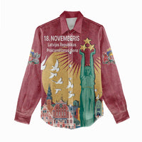 Latvia Independence Day Women Casual Shirt Latvija with Freedom Monument