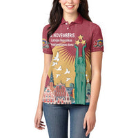Latvia Independence Day Women Polo Shirt Latvija with Freedom Monument