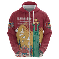 Latvia Independence Day Zip Hoodie Latvija with Freedom Monument