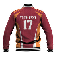 Latvia Football Custom Baseball Jacket Red Latvian Pattern