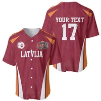 Latvia Football Custom Baseball Jersey Red Latvian Pattern