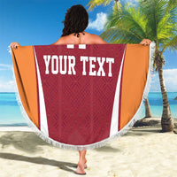 Latvia Football Custom Beach Blanket Red Latvian Pattern