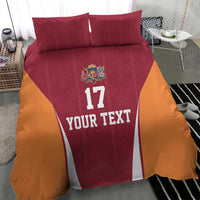 Latvia Football Custom Bedding Set Red Latvian Pattern