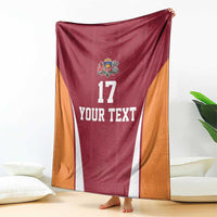 Latvia Football Custom Blanket Red Latvian Pattern