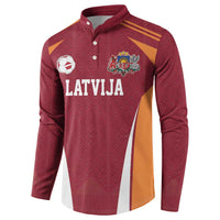 Latvia Football Custom Button Sweatshirt Red Latvian Pattern