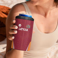 Latvia Football Custom 4 in 1 Can Cooler Tumbler Red Latvian Pattern
