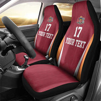 Latvia Football Custom Car Seat Cover Red Latvian Pattern