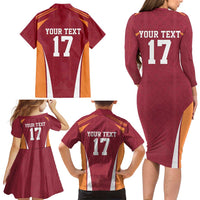 Latvia Football Custom Family Matching Long Sleeve Bodycon Dress and Hawaiian Shirt Red Latvian Pattern