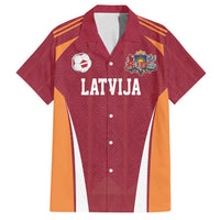Latvia Football Custom Family Matching Long Sleeve Bodycon Dress and Hawaiian Shirt Red Latvian Pattern