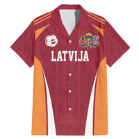 Latvia Football Custom Family Matching Mermaid Dress and Hawaiian Shirt Red Latvian Pattern