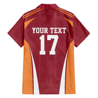 Latvia Football Custom Family Matching Off The Shoulder Long Sleeve Dress and Hawaiian Shirt Red Latvian Pattern