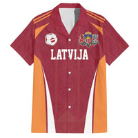 Latvia Football Custom Family Matching Short Sleeve Bodycon Dress and Hawaiian Shirt Red Latvian Pattern