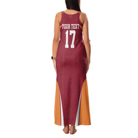 Latvia Football Custom Family Matching Tank Maxi Dress and Hawaiian Shirt Red Latvian Pattern
