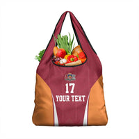 Latvia Football Custom Grocery Bag Red Latvian Pattern