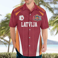 Latvia Football Custom Hawaiian Shirt Red Latvian Pattern