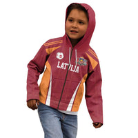 Latvia Football Custom Kid Hoodie Red Latvian Pattern