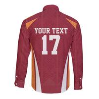 Latvia Football Custom Long Sleeve Button Shirt Red Latvian Pattern