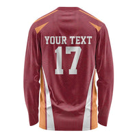 Latvia Football Custom Long Sleeve Shirt Red Latvian Pattern