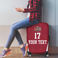Latvia Football Custom Luggage Cover Red Latvian Pattern