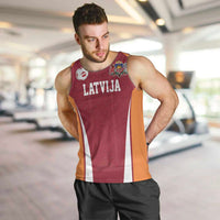 Latvia Football Custom Men Tank Top Red Latvian Pattern