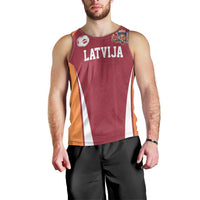 Latvia Football Custom Men Tank Top Red Latvian Pattern
