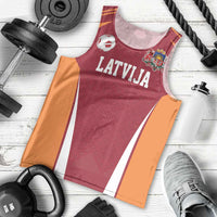 Latvia Football Custom Men Tank Top Red Latvian Pattern