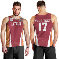 Latvia Football Custom Men Tank Top Red Latvian Pattern