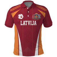 Latvia Football Custom Polo Shirt Red Latvian Pattern