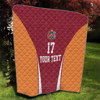 Latvia Football Custom Quilt Red Latvian Pattern