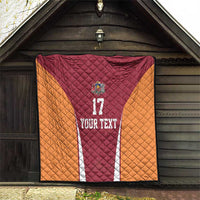 Latvia Football Custom Quilt Red Latvian Pattern